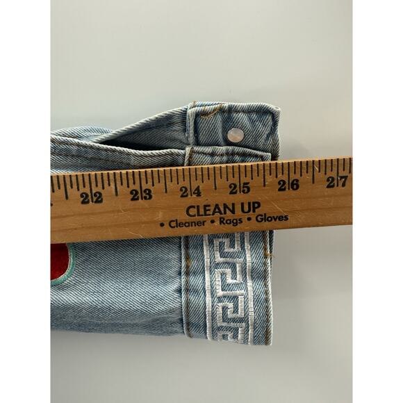 BROOKLYN CLOTH Button Down Patches Blue Denim Jean Jacket Women's Size Medium... - Picture 14 of 16